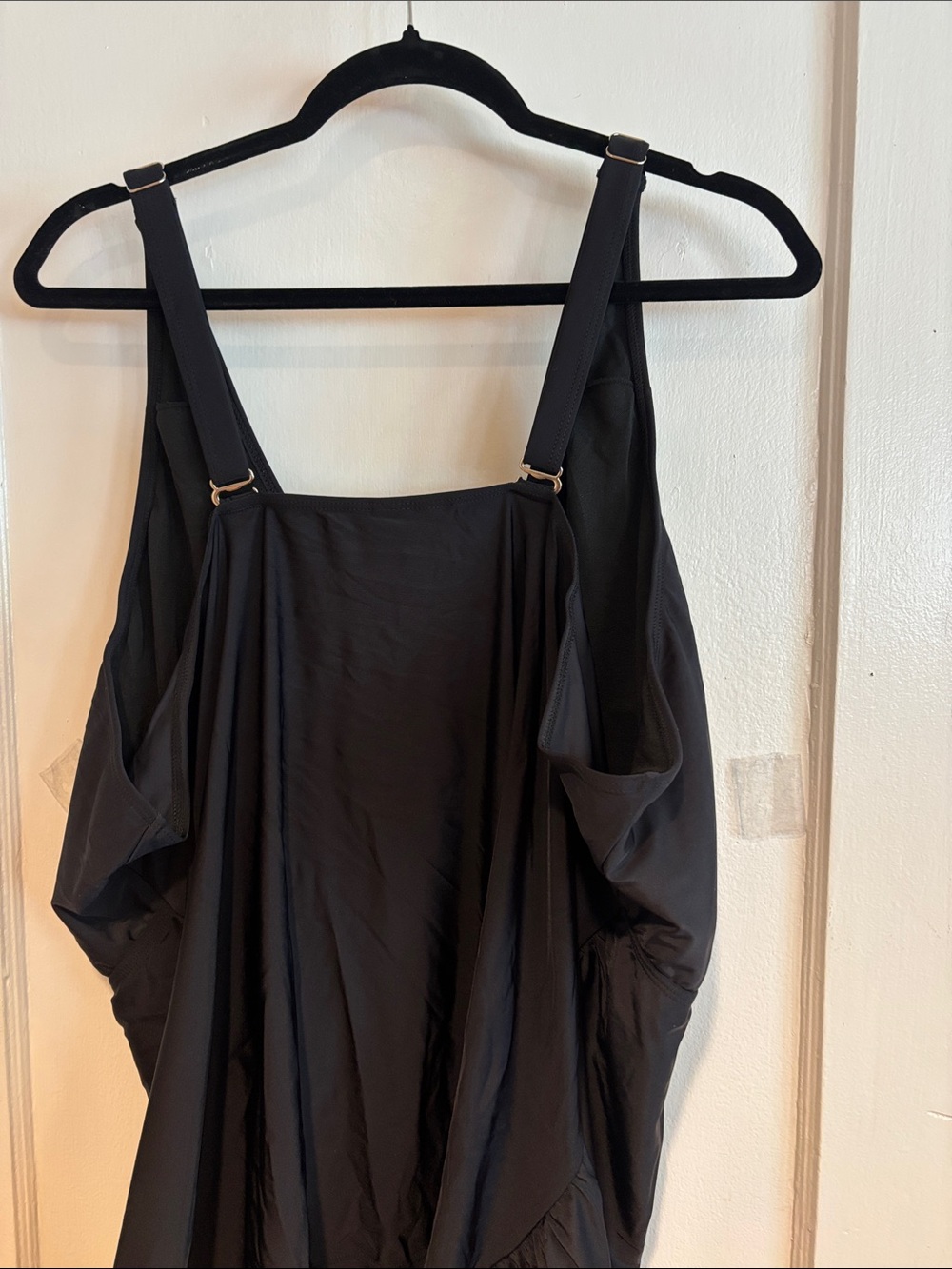Black One-Piece  Tankini with V-Neck - Picture 3 of 5